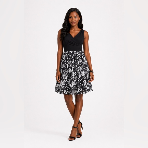 White House Black Market Dresses & Skirts - WHBM Black & White Floral Fit-and-Flare Dress